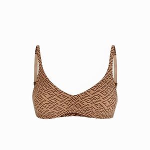 Fendi Brown Logo Print Bra
